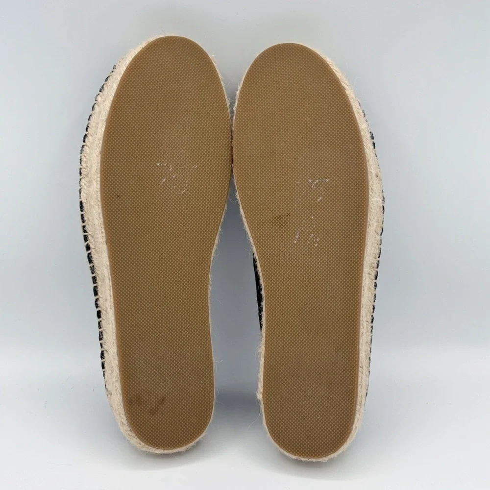 Jack Rogers Black Suede Embroidered Espadrilles Sz 7.5 Summer Classic